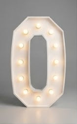 Wood marquee NUMBER 0, handmade with warm LED lighting for rent in Houston, TX and surrounding areas.