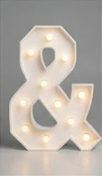 Wood marquee AND SYMBOL, handmade with warm LED lighting for rent in Houston, TX and surrounding areas.