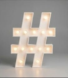 Wood marquee SYMBOL HASHTAG, handmade with warm LED lighting for rent in Houston, TX and surrounding areas.